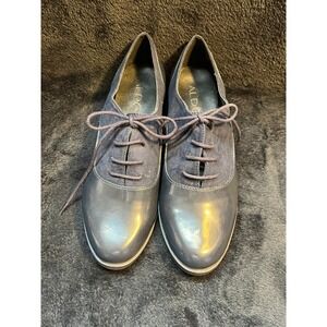 ALDO Women's Shoes Marwen Blue Patent Leather/Suede Lace Up Oxfords SZ 6.5 EU 37